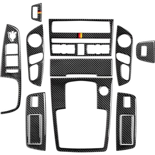 Carbon Fiber Console CD Panel Decoration Gear Shift Cover Trim For Audi Q7 2008-2015 Interior Door Armrest Buttons Frame Sticker