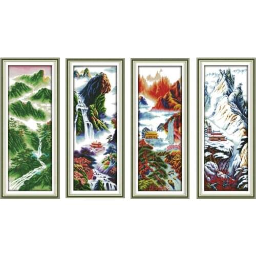Everlasting Love Spring Summer Autumn Winter Mountain Ecological Cotton Cross Stitch Kits DIY Gift New Year Decorations For Home