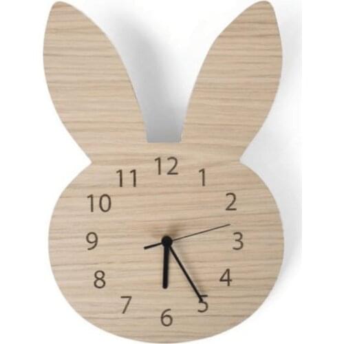 HLO 2021 Wooden Rabbit Wall Clock Children Room Quality Material Stylish Living Room Modern Sİlent Mechanism Fair Price Stylish