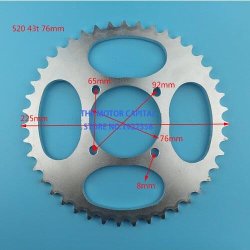 Good quality high performance Motorcycle 520 43T Sprocket 76mm rear chain sprocket