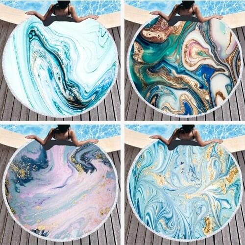 Large Abstract Microfiber Marble Pattern circle Beach Towel yoga mat Boho Picnic Blanket Yoga pad Cotton beach Mat toalla