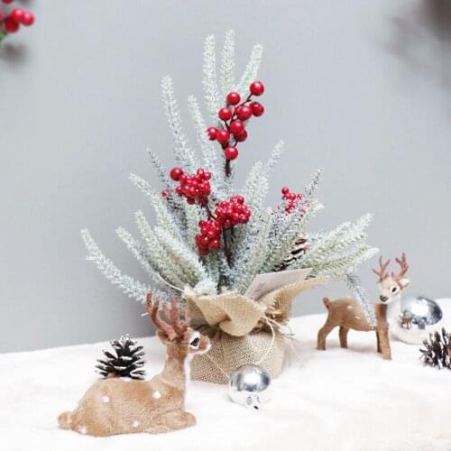 Red 1Pcs Miniature Christmas Tree Small Artificial Sisal Snow Landscape Architecture Trees for Christmas Crafts Tabletop Decor