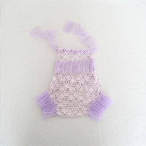 Newborn Lace Romper Set Cute Teddy Bear Hat and Pant Outfit Hand Sewing Baby Overall Newborn Photography Props