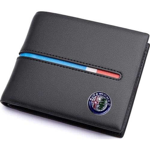 KUNBABY 1 Pcs Top PU Leather Black With Car logo Document Bag Wallet Card Package For Alfa Romeo