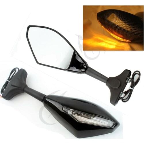 Motorcycle Left Right Black Rear View Mirror Led Turn Signal For Honda CBR600F4I 2001-2007