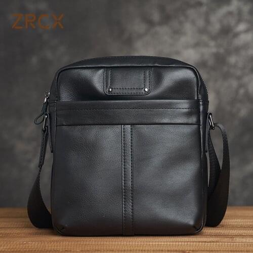 ZRCX Genuine Leather Small Chest Bag Mens Waist Bag Messenger Bag Leather Casual Backpack Youth Sports Diagonal Tide Bag