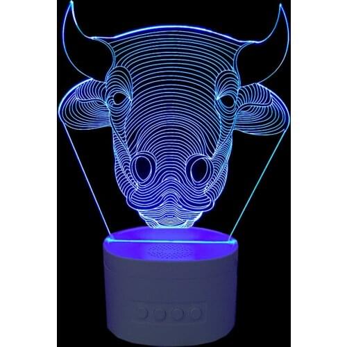 Music Player 3D Night Light Animal Cow Shap Bluetooth Speakers Table Lamp Colorful LED Bedroom Lighting Paty Atmosphere lamp