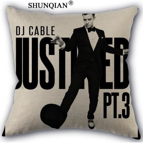 Justin timberlake Pillowcase Cotton Linen Square Zippered Pillow Cover Unique Design Customize Your Picture 45x45cm one side