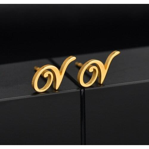 Personalized Earrings Stud Custom Name Letter Girl Earrings Stainless Steel Birthday Gift Wedding Studs DIY Handmade Earrings