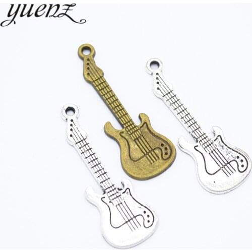 YuenZ 10pcs 2 colour Antique silver Plated Charms guitar Pendants for Jewelry Making DIY Handmad 41*14mm P127