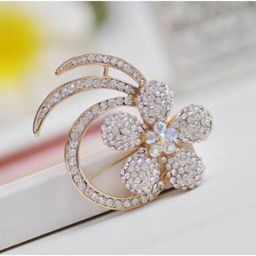 Luxury Bijoux Large Colorful Crystal Flowers Brooches Alloy Corsage Wedding Broach Bouquet Hijab Pin Broches Party Women Hot
