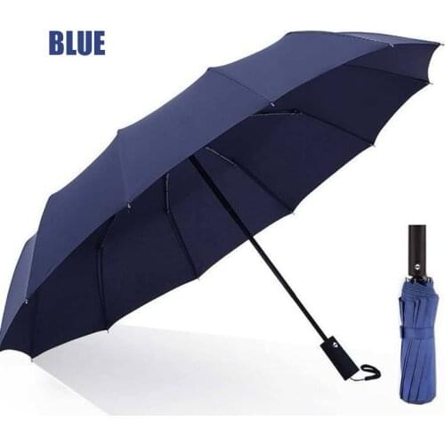 Folding Fully-automatic 3 Folding Umbrella 12 Bone Weatherproof Umbrella Mens Business Rain Parasol Umbrellas