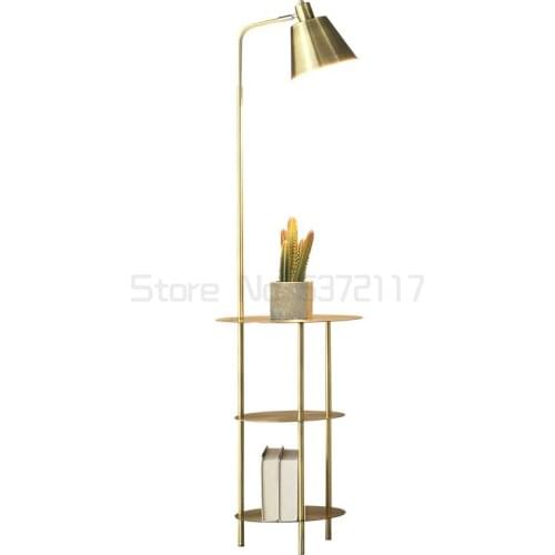 Nordic bedroom contemporary floor lamp modern simple vertical table light multi-functional fashion gold small coffee desk