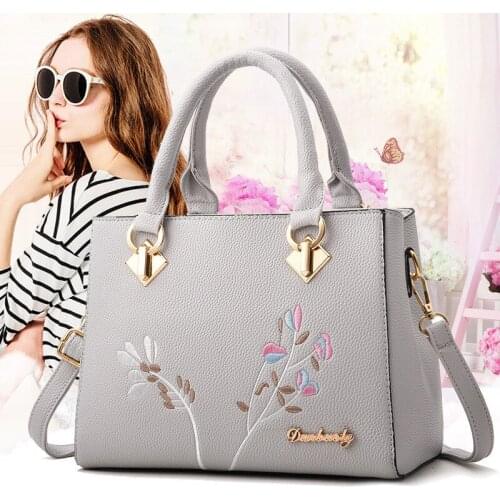 Women 2021 New Vintage Handbag Casual Tote Fashion Embroidery Messenger Bags Shoulder Top-Handle Purse Wallet Leather bolsos