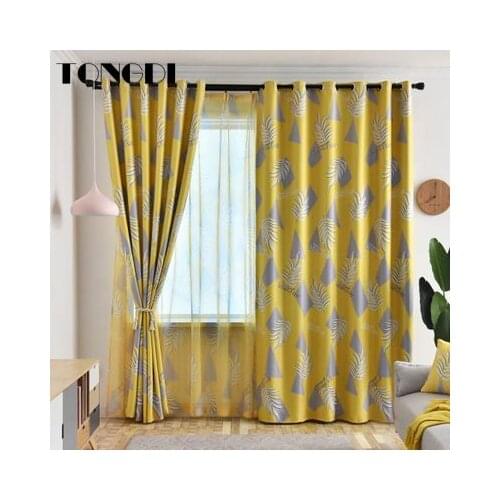 TONGDI Children Blackout Curtains Elegant Artistic Leaves Printing Luxury Decor For Parlour Home All Season Bedroom Living Room