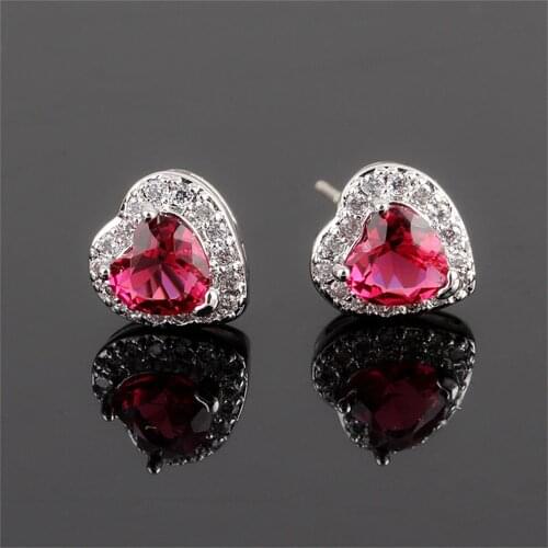 Crystal Zircon Earrings Women Fashion Ears Jewelry Accessories Heart-shaped Earrings with Rhinestone
