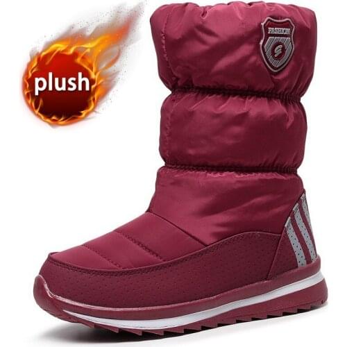 Women snow boots luxury winter boots thick plush waterproof non-slip boots fashion female winter shoes warm fur botas mujer