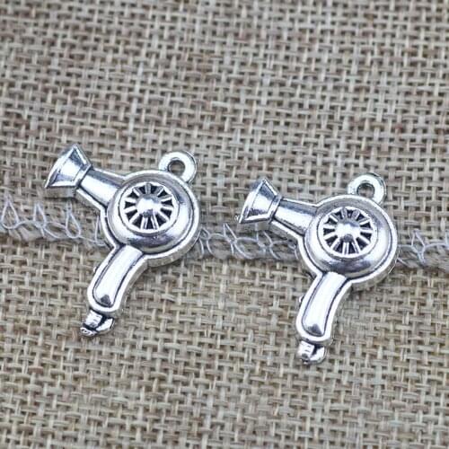 20 PCS/Lot 26.7mm*20.3mm sharma metal diy handmade accessories antique silver plated hair drier charms