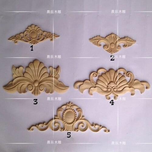2PCS/LOT Wood carving wood applique flower European wood long shaped flowers Home Furnishing furniture decoration(A1164)