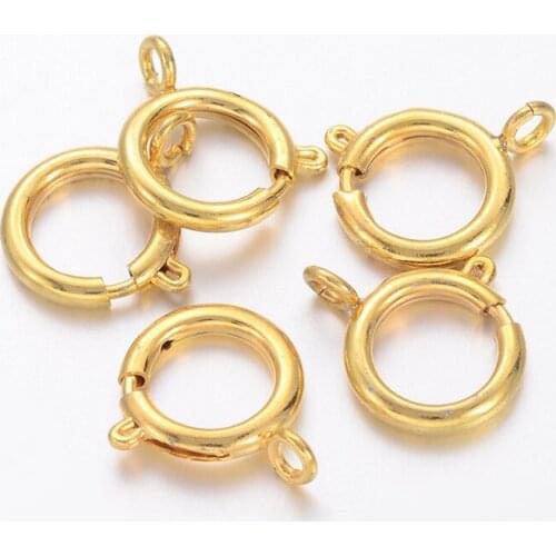 20pcs 12mm Brass Spring Clasps Hook For Necklace Bracelet Connectors DIY Jewelry Making Supplies Hole: 2mm