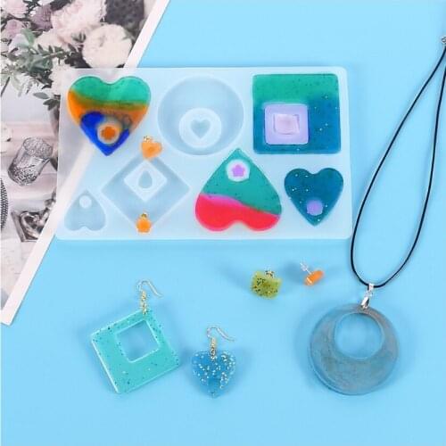 2020 New Silicone Mould Dried Flower Resin Decorative DIY Love Flower Cross Pendant mould Type epoxy resin molds for jewelry