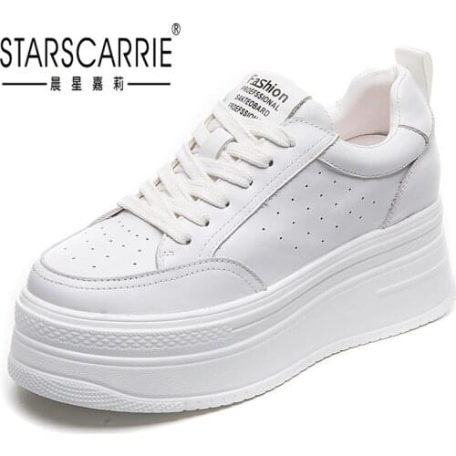 Spring 2021 womens shoes thick-soled high-top layer leather shoes small white lady leather blazed casual shoes