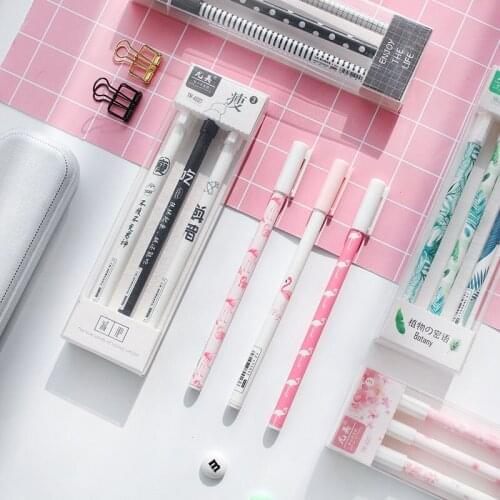 3pcs/box 0.5mm 16cm Flamingo Sakura Signature Gel Pen Student Neutral Pen Stationery Office School Writing Supply Kids Gift