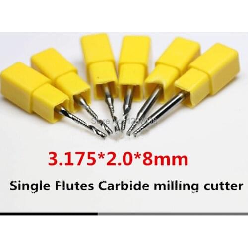 5PCS Good quality Acrylic 3.175*2.0*8 Single Flutes Carbide milling cutter, CNC Carving Tool ,CNC Router Bit Woodworking Tools