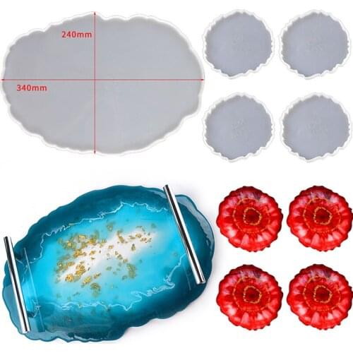 5pcs Plate Tray Resine Epoxy Molde Silicona Set Fruit Disc Tea Coaster Stampi In Silicone Moldes Resina Epoxi Craft Supplies