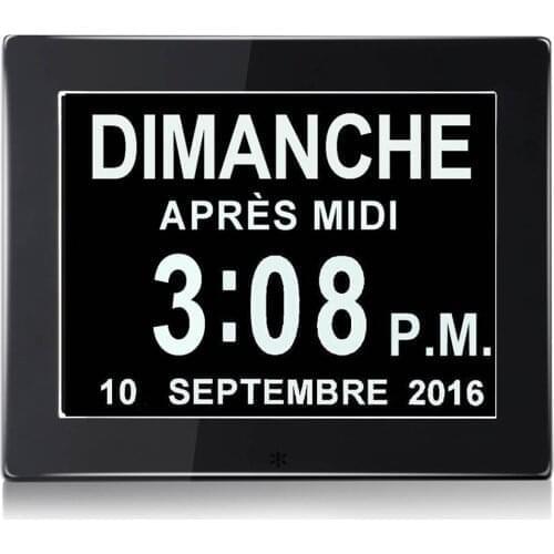 8 Inch Digital Canlendar Alarm Day Clock LED word clock Reminder for AD patient
