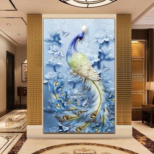 Full Square Drill 5D DIY Diamond Painting "magnolia peacock" Embroidery Cross Stitch Mosaic Home Decor Gift Y2857
