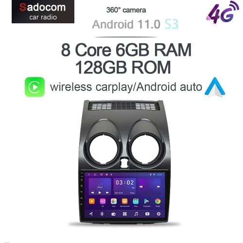 IPS 6GB 128GB Android 10 Car DVD player GPS For Nissan Qashqai J10 2006 2008 2009 -2013 Multimedia Radio Bluetooth 5.0 Carplay