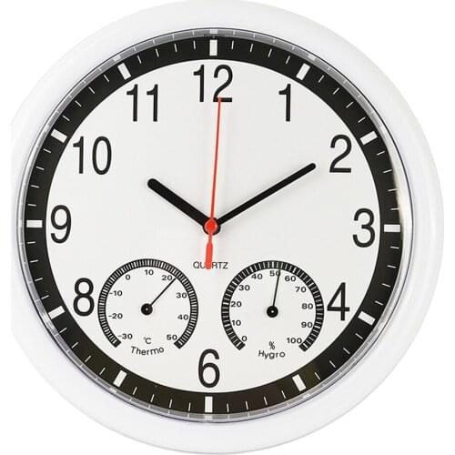 Silent Quartz Wall Clock with Temperature and Humidity Gauge Display , 1X AA Battery Powered (Not Include)