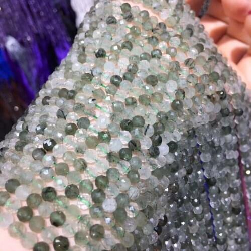 LE SKY Small Beads Natural Stone Beads Actinolite Quartz 2 3 4 mm Section Loose Beads for Jewelry Making Necklace DIY Bracelet