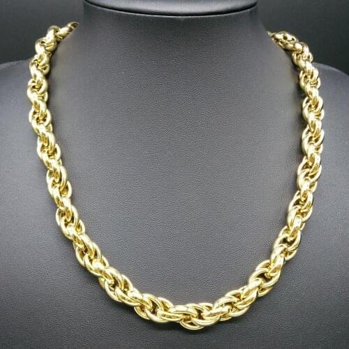 Fashion Mens Chain 7/9/11mm Gold Silver Color 316L Stainless Steel Rope Curb Link Chain Boys Necklace Xmas Best Gift