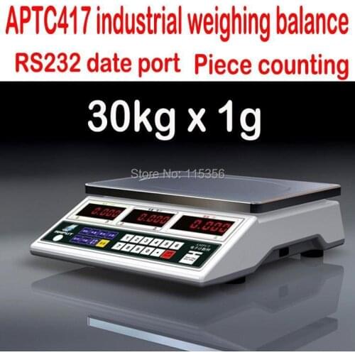 Free shipping Digital tabletop counting scale 30KG-1g APTC417 RS232 data print industrial heavy weighing balance
