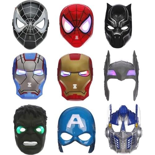 Movie The Avengers Figures LED Glowing Mask Spiderman Iron Man Hulk Wolverine Star Wars Mask Party For Dance Props Brinquedos