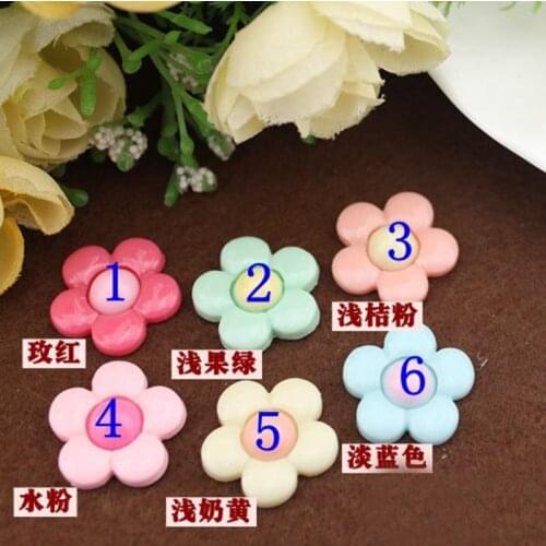 Hot sale 24pcs/bag 6 color optional Flower Resin Flatback Cabochon Scrapbook Embellishment DIY Phone Decoration 21mm 004004061
