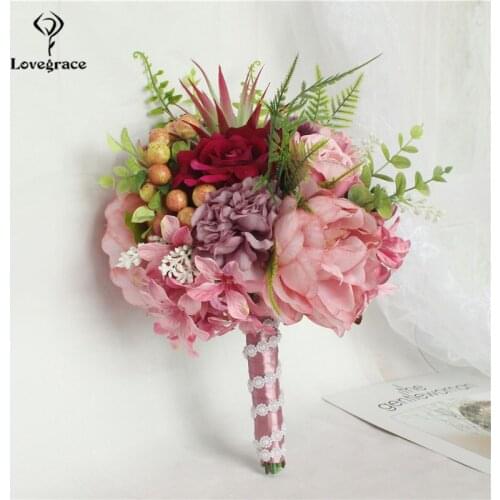 Lovegrace Wedding Bouquet Flowers Marriage Accessories Small Bridal Bouquets Silk Roses for Bridesmaids Decoration