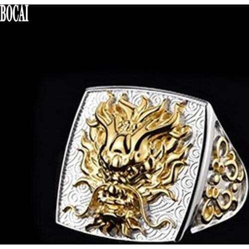 Dragon head vintage ring for men palace hiphop S925 silver Chinese style mens personality domineering sterling silver man ring