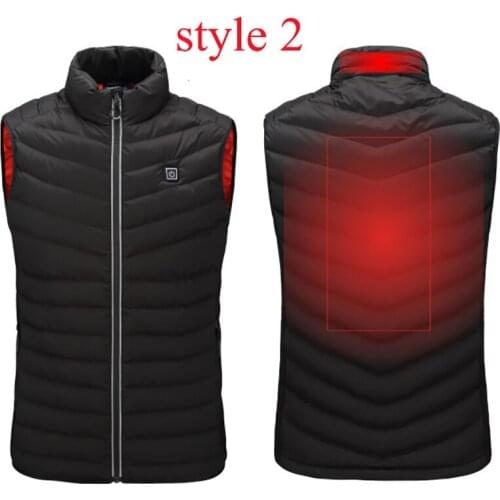 2020 Men USB Women Winter Heated Vest Outdoor Wear Heated Vest Climbing Whole Body Warm Black Jacket Adjustable Temperature