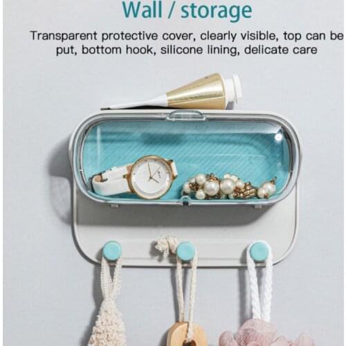1pcs Wall Mounted Bathroom Storage Shelf Waterproof Glasses Organiser Storage Box With Hooks Towel Hook Bathroom Holder Rack