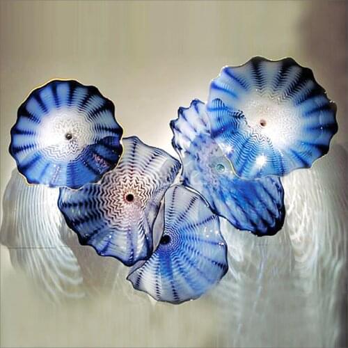 Flower Plates Wall Art Italian Style Blown Glass Hanging Plates Murano Hand Blown Glass Plates Luxury Wall Lamps