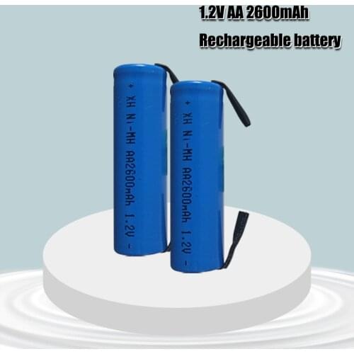 2020 New 1.2V AA battery 2600MAH 2A Ni-MH Ni MH cell blue shell with tabs pins for Philips Braun electric shaver tool brush