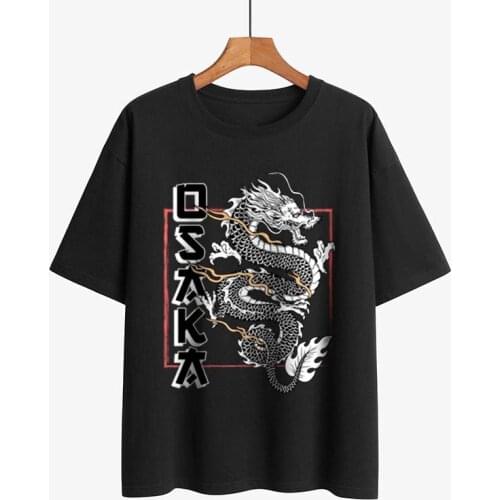 New Dragon Print T-Shirts Casual Cotton Loose T-Shirt Tees Summer Fashion Tops