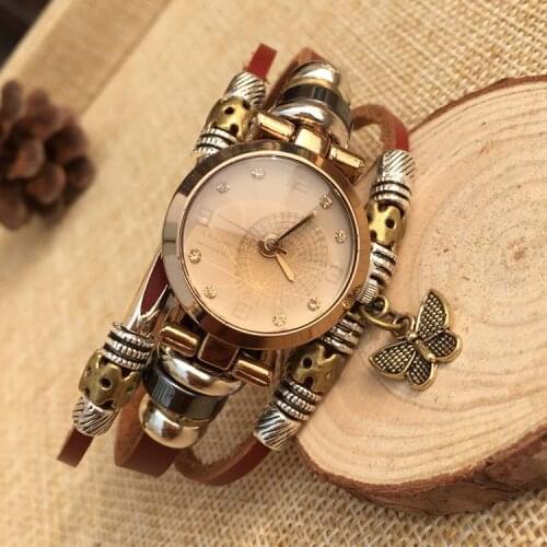 New fashion women watches Full handmade watch diamond Quartz genuine leather Strap High Quality Dress Retro Watches GKL-PQ-B05