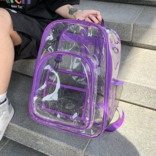 63HC Plastic Transparent School Bags See Through Backpacks High Quality Large Capacity Backpacks Solid Clear Backpacks