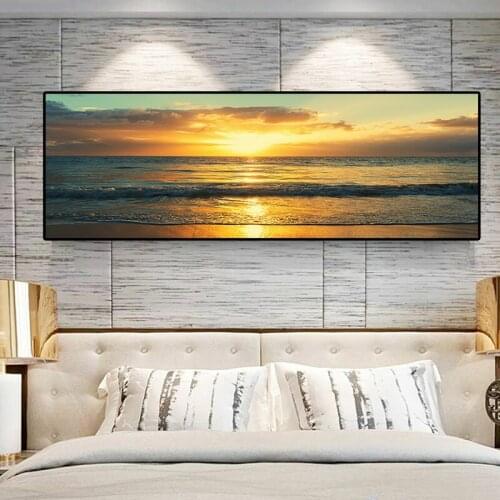 Nature Ocean Beach Sunsets Panorama Landscape Wall Art Pictures Painting Wall Art for Living Room Home Decor (No Frame)