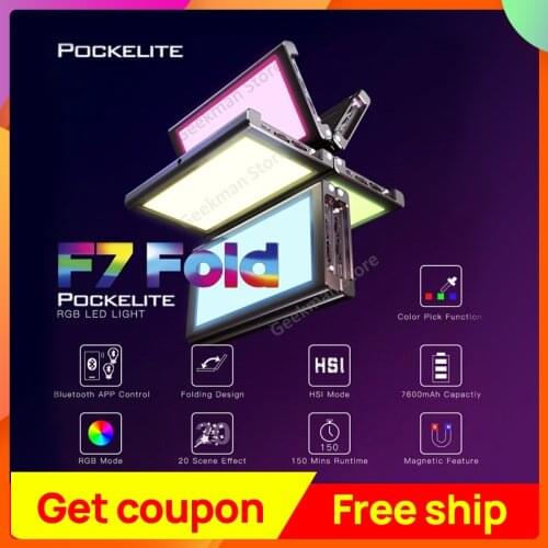 Falcon Eyes F7 Fold LED Light 24W Pocket RGB APP Control HIS Mode photographic Led Lighting for Camera Video VS Aputure Godox