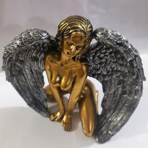 Lovers Angel Wings Statue Figure Creative Resin Crafts Golden Angel Ornament Home Bedroom Decoration Garden Statue